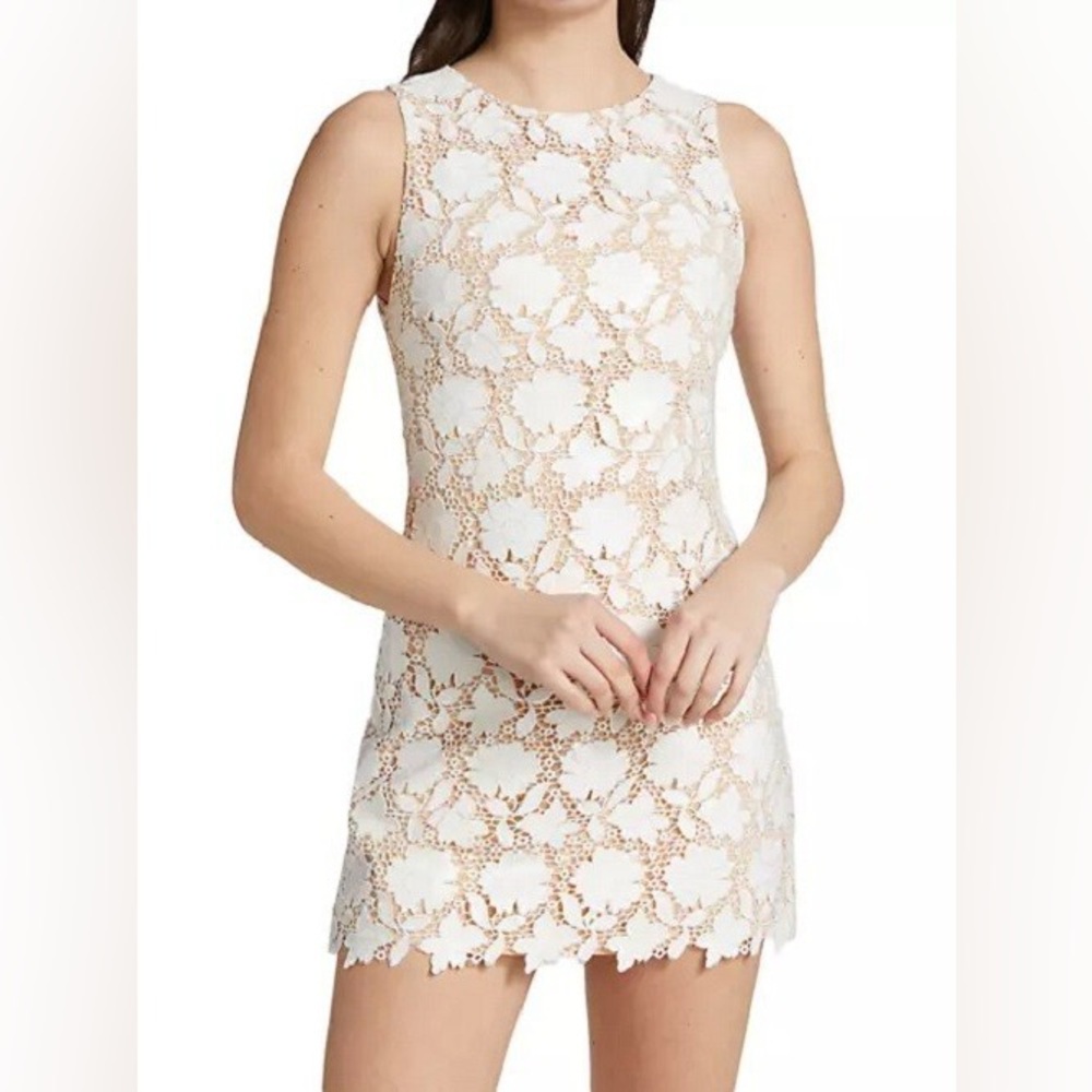 Clyde Faux Leather and Lace Sleeveless Dress